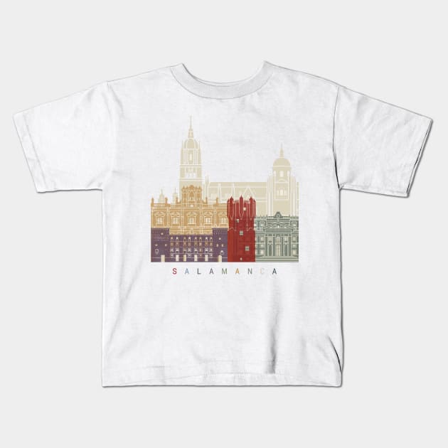 Salamanca skyline poster Kids T-Shirt by PaulrommerArt